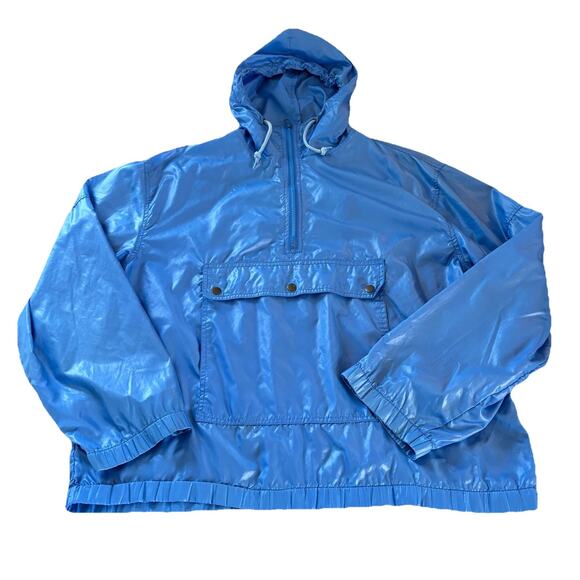 Vintage Izod Lacoste Blue Nylon 1/2 Zip Windbreaker Jacket Sz Large Front Pouch - Picture 4 of 13